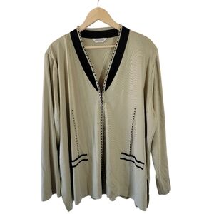 VTG Exclusively MISOOK Women's Mint Green Santana Knit Jacket Sz 1X Full-Zip